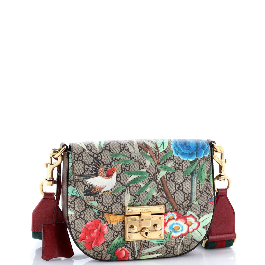 Padlock Saddle Shoulder Bag Tian Print GG Coated Canvas Medium