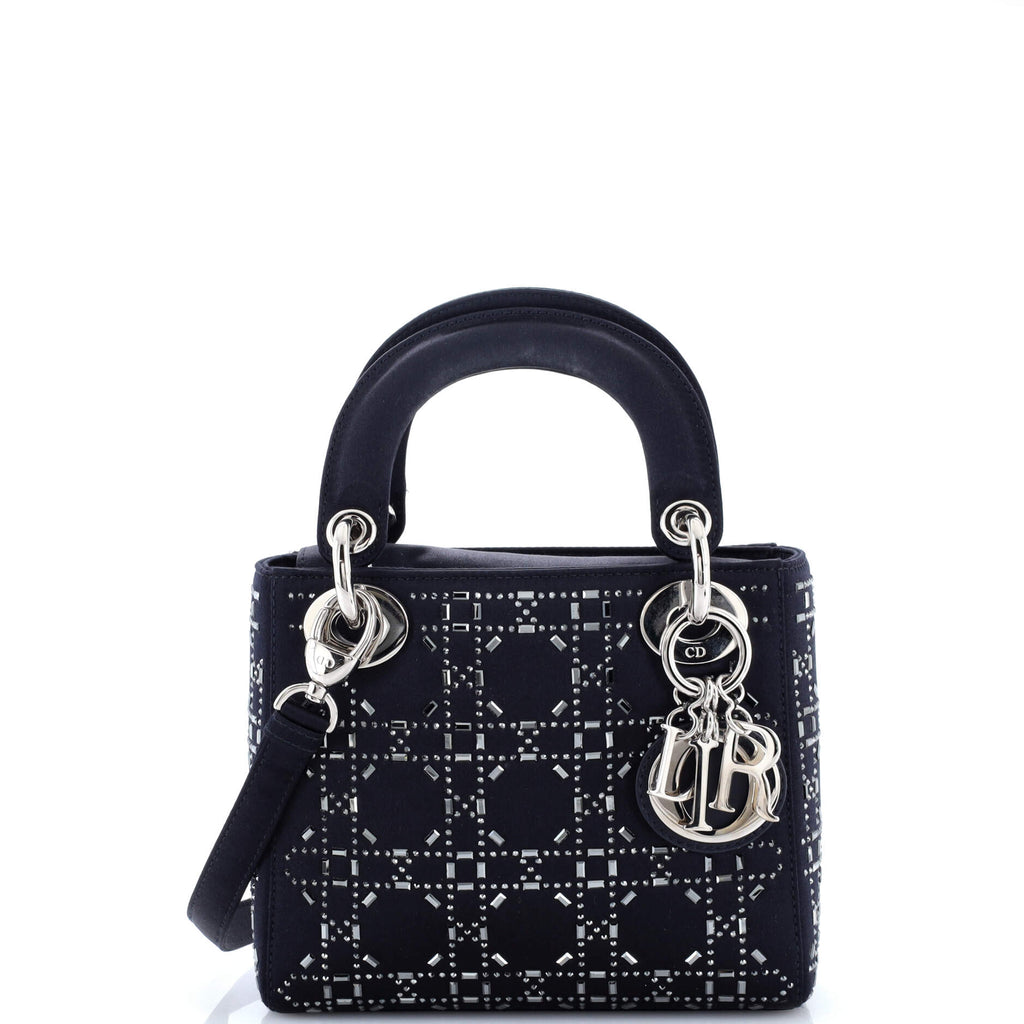 Lady Dior Bag Crystal Embellished Cannage Quilt Satin Mini