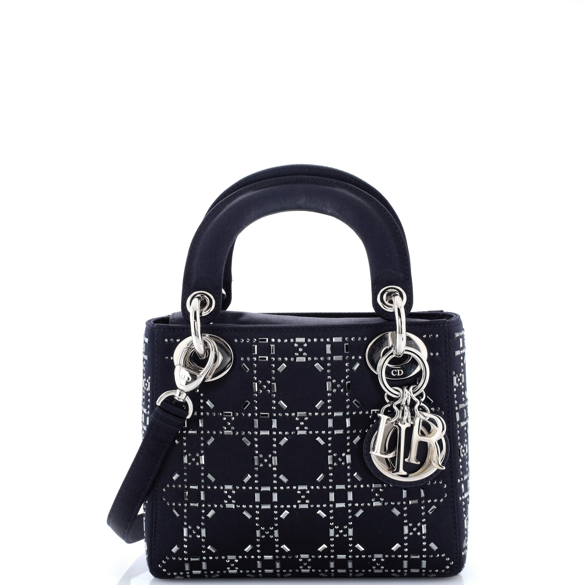 Lady Dior Bag Crystal Embellished Cannage Quilt Satin Mini