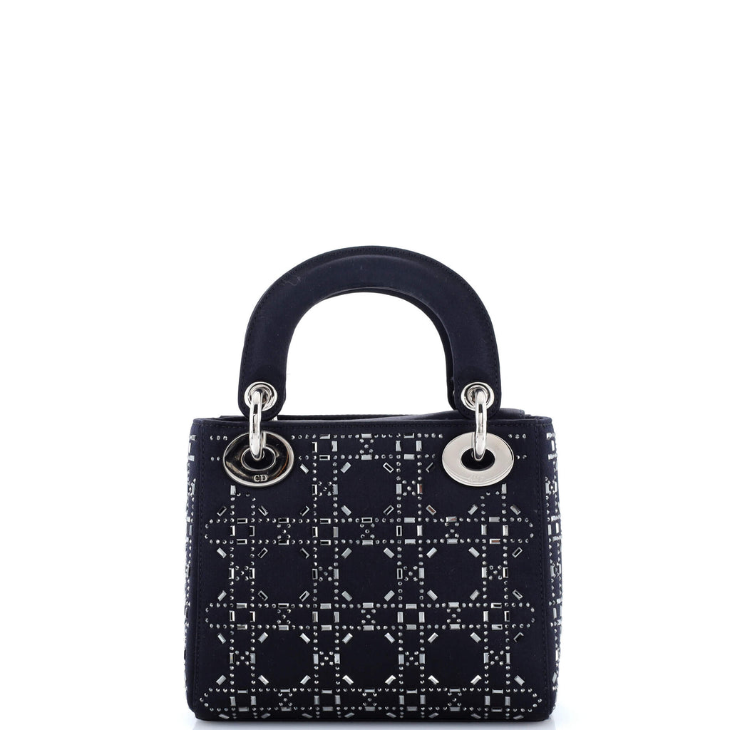 Lady Dior Bag Crystal Embellished Cannage Quilt Satin Mini