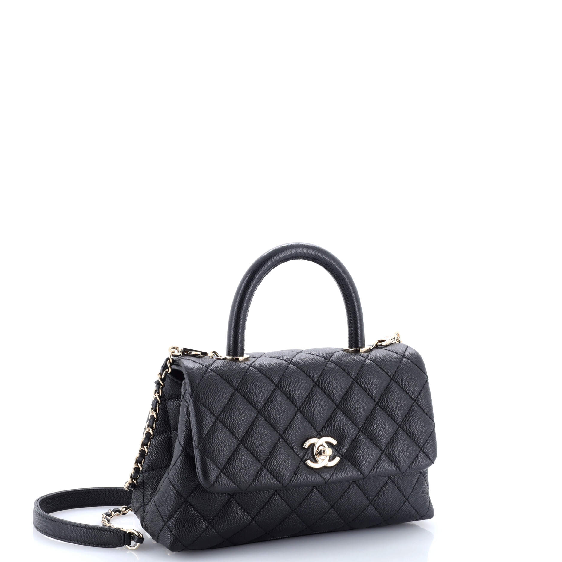 Coco Top Handle Bag Quilted Caviar Mini