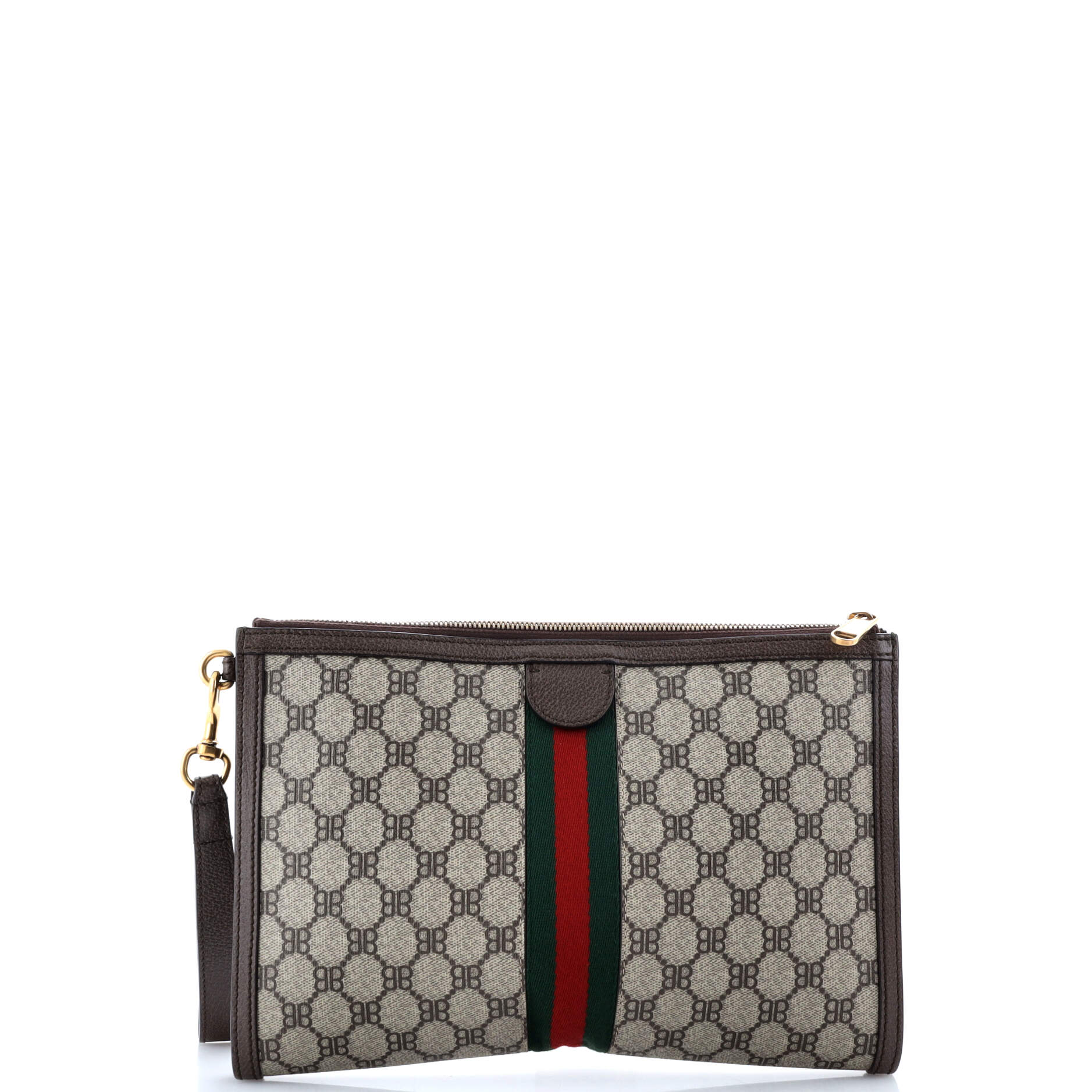 x Gucci The Hacker Project Web Wristlet Clutch BB Coated Canvas