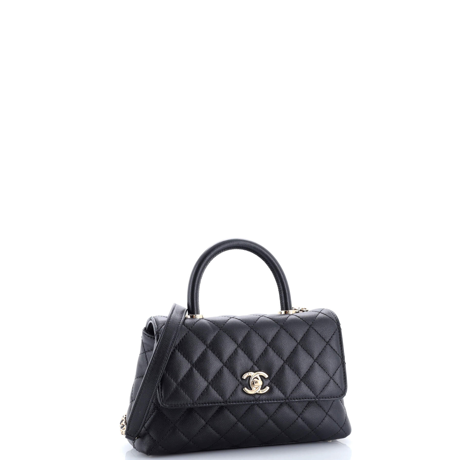 Coco Top Handle Bag Quilted Caviar Mini