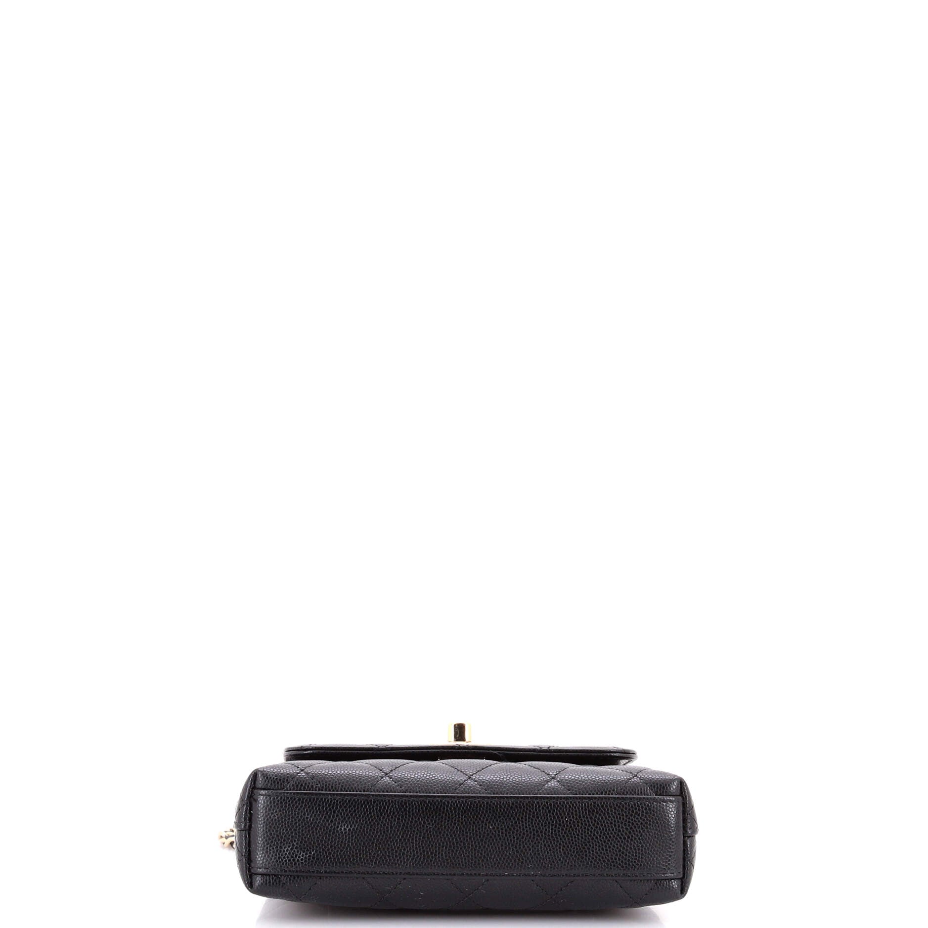 Coco Top Handle Bag Quilted Caviar with Lizard Embossed Handle Extra Mini