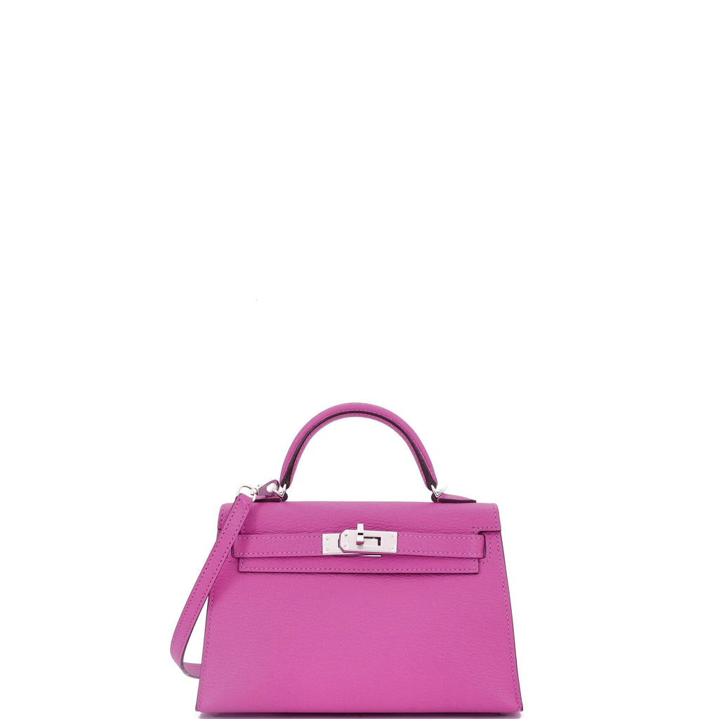 Kelly Mini II Bag Magnolia Chevre Mysore with Palladium Hardware 20