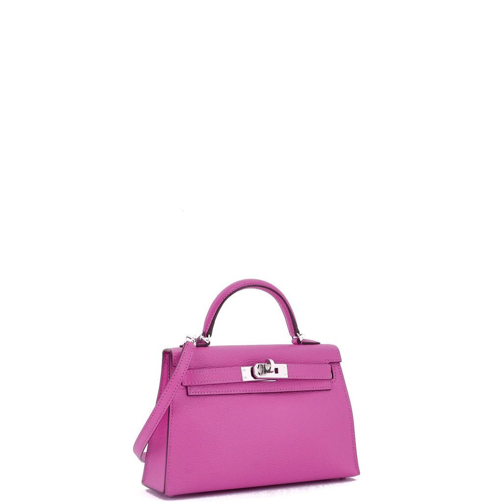 Kelly Mini II Bag Magnolia Chevre Mysore with Palladium Hardware 20