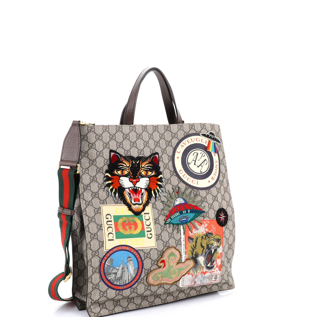 Courrier Convertible Soft Open Tote GG Coated Canvas with Applique North South