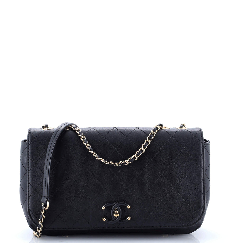 Covered CC Flap Bag Stitched Calfskin Medium