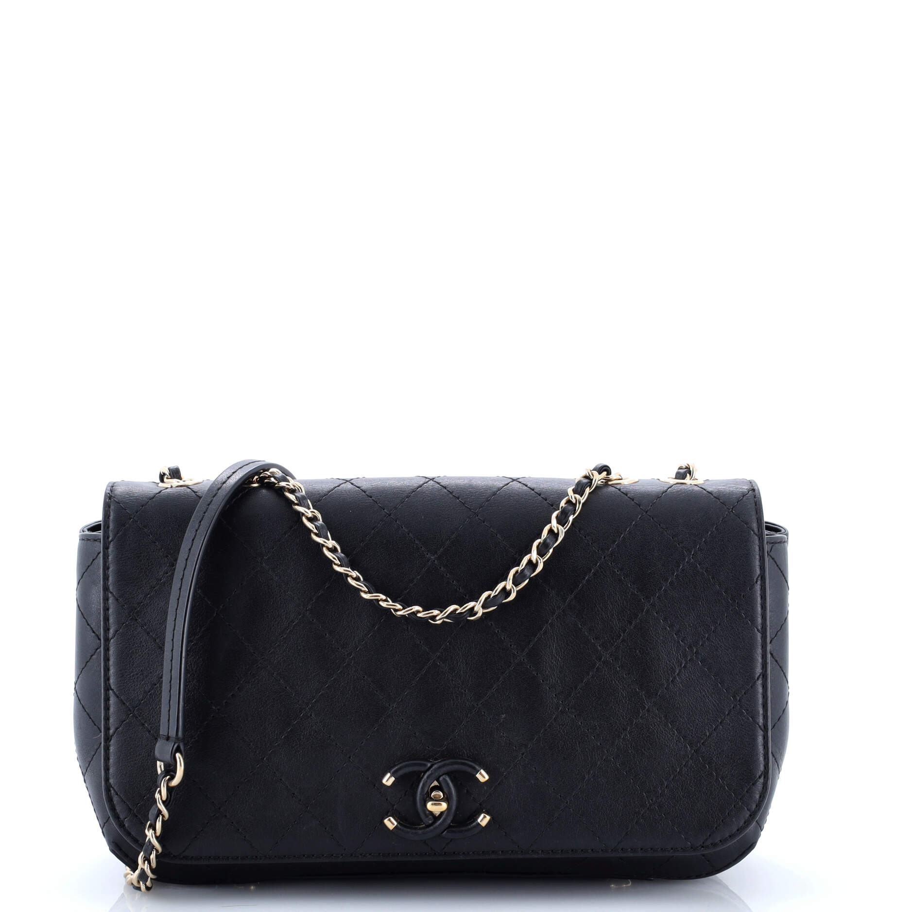 Covered CC Flap Bag Stitched Calfskin Medium