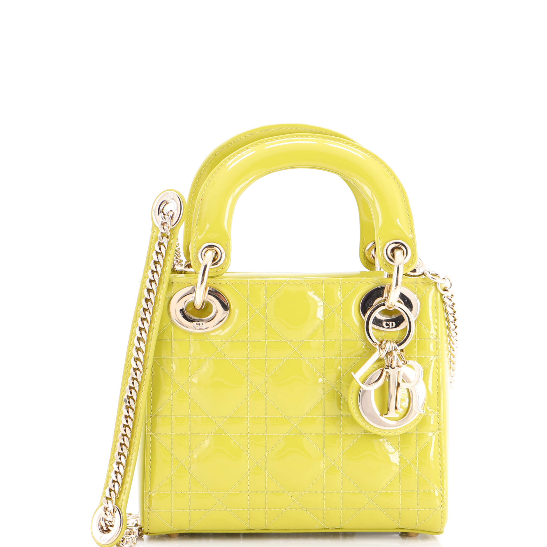 Lady Dior Chain Bag Cannage Quilt Patent Mini