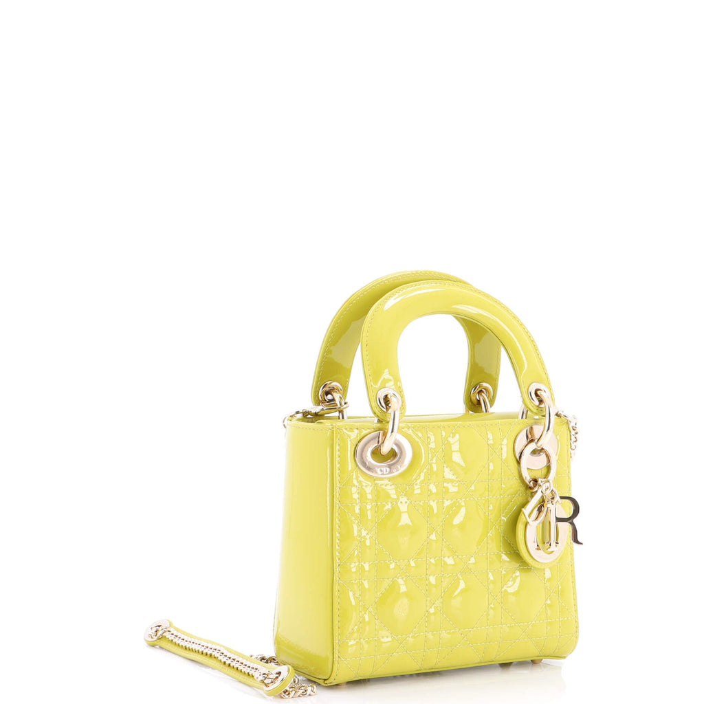 Lady Dior Chain Bag Cannage Quilt Patent Mini