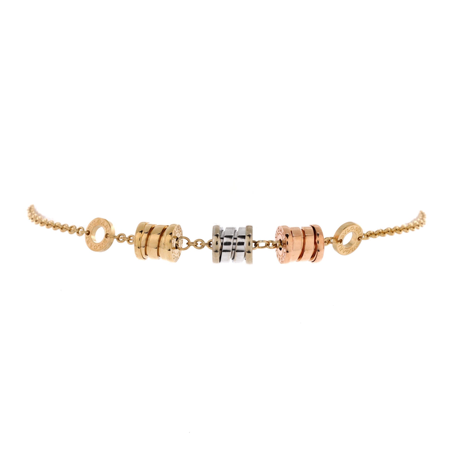 B.Zero1 Three Station Soft Bracelet 18K Tricolor Gold