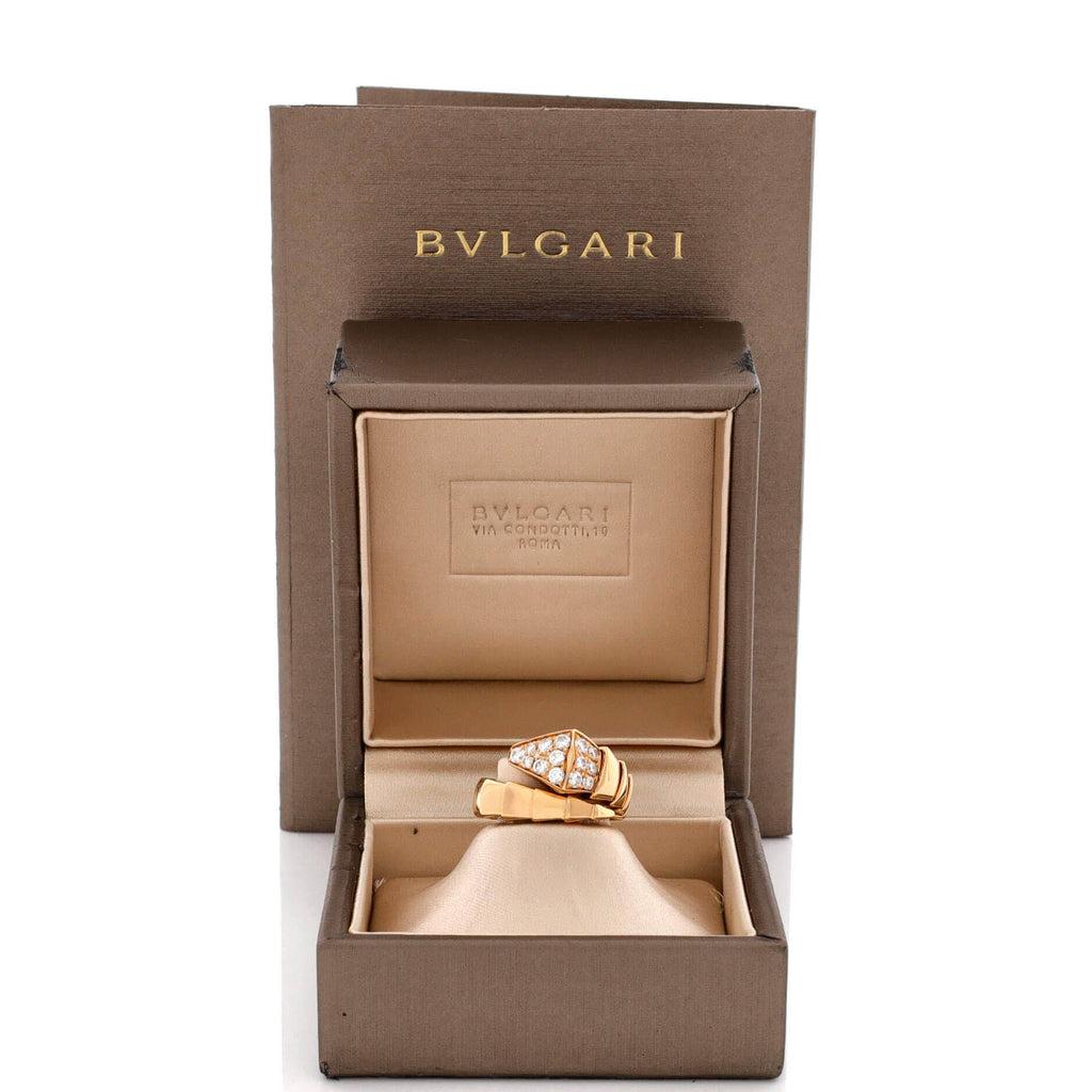 Serpenti Viper One-Coil Ring 18K Rose Gold with Diamonds Wide