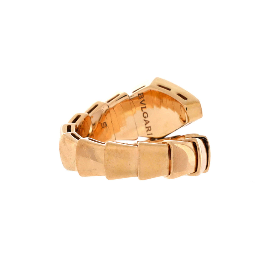 Serpenti Viper One-Coil Ring 18K Rose Gold with Diamonds Wide