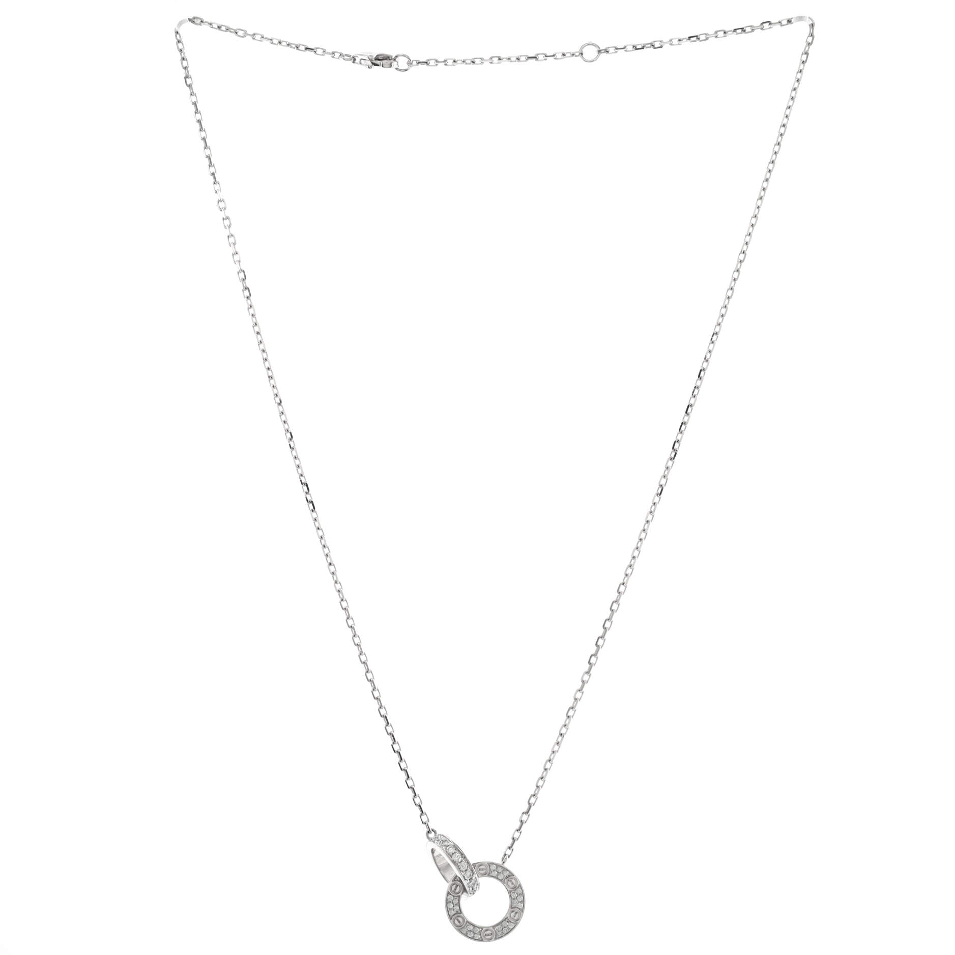 Love Interlocking Pave Necklace 18K White Gold and Diamonds