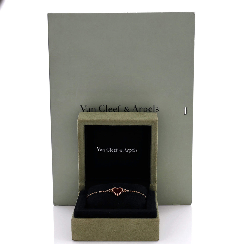 Sweet Alhambra Heart Bracelet 18K Rose Gold with Carnelian