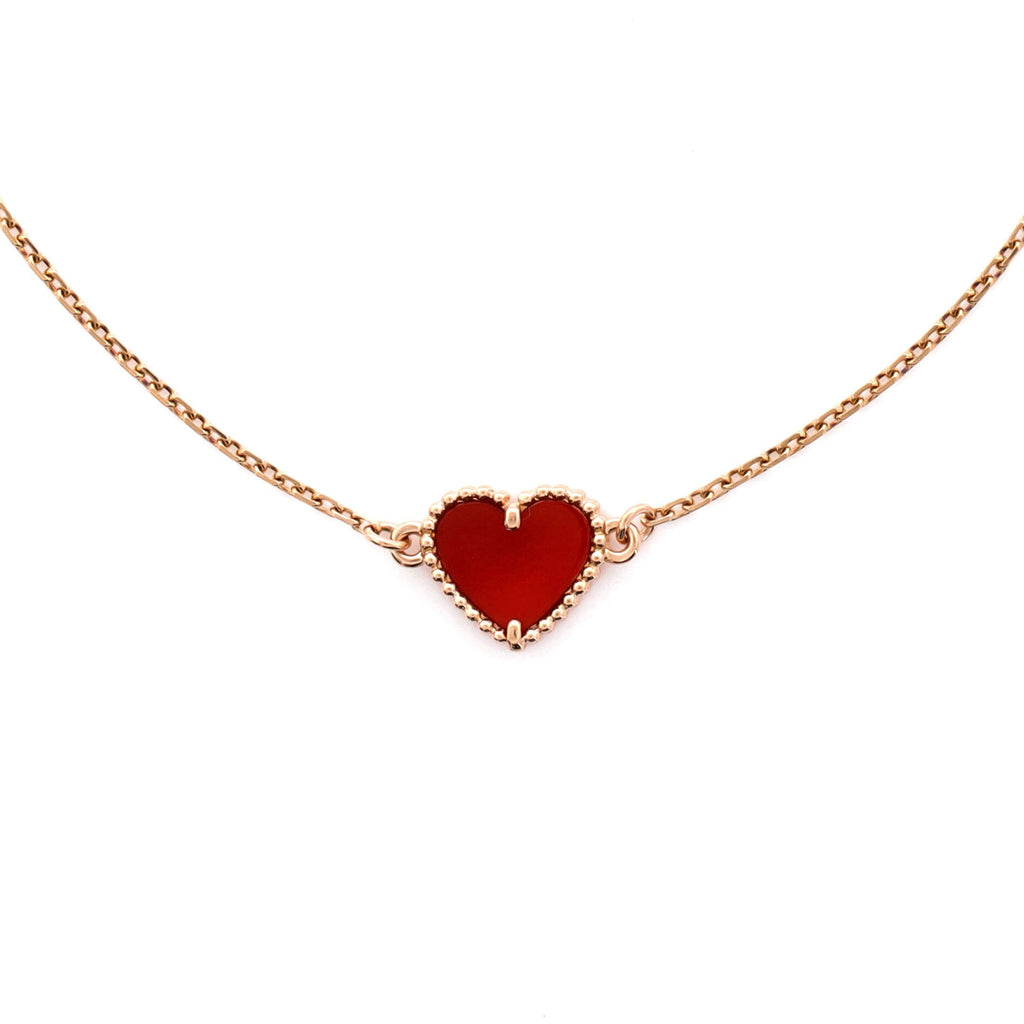 Sweet Alhambra Heart Bracelet 18K Rose Gold with Carnelian