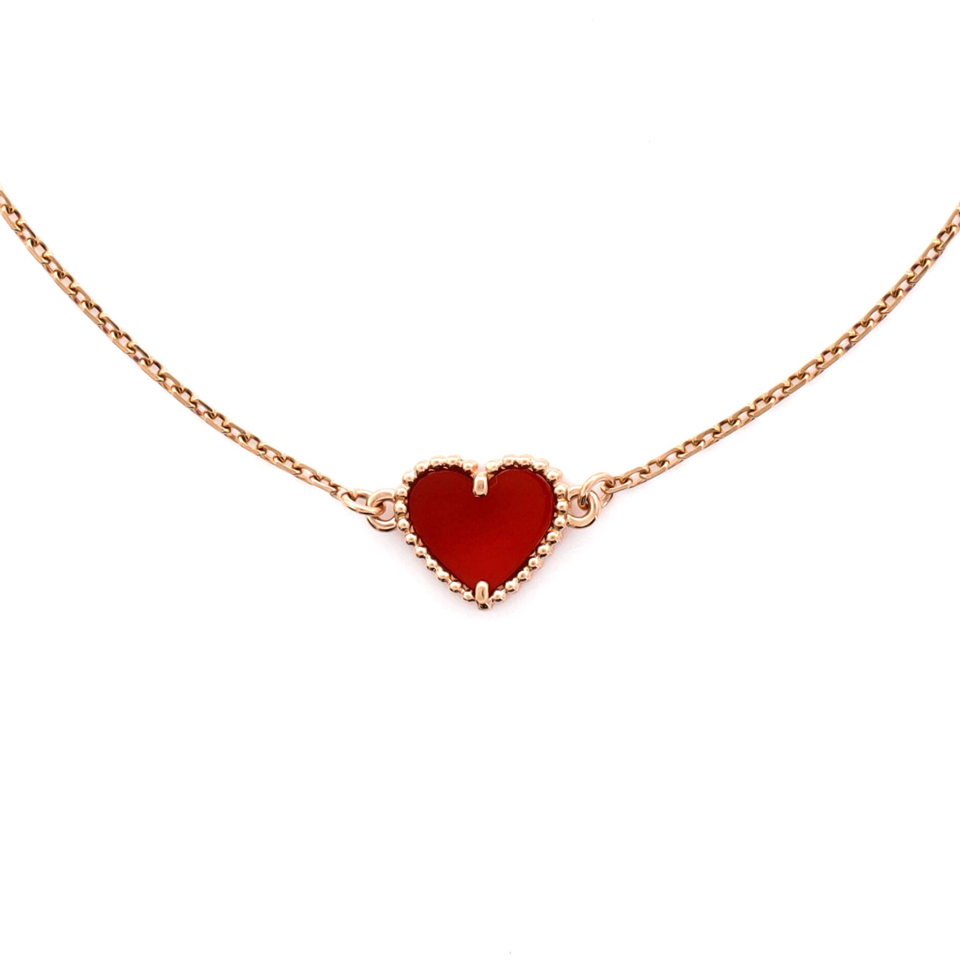 Sweet Alhambra Heart Bracelet 18K Rose Gold with Carnelian