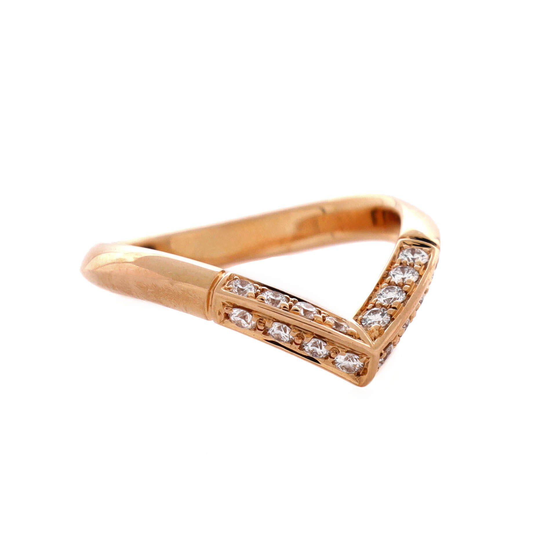 V Ring 18K Rose Gold and Diamonds