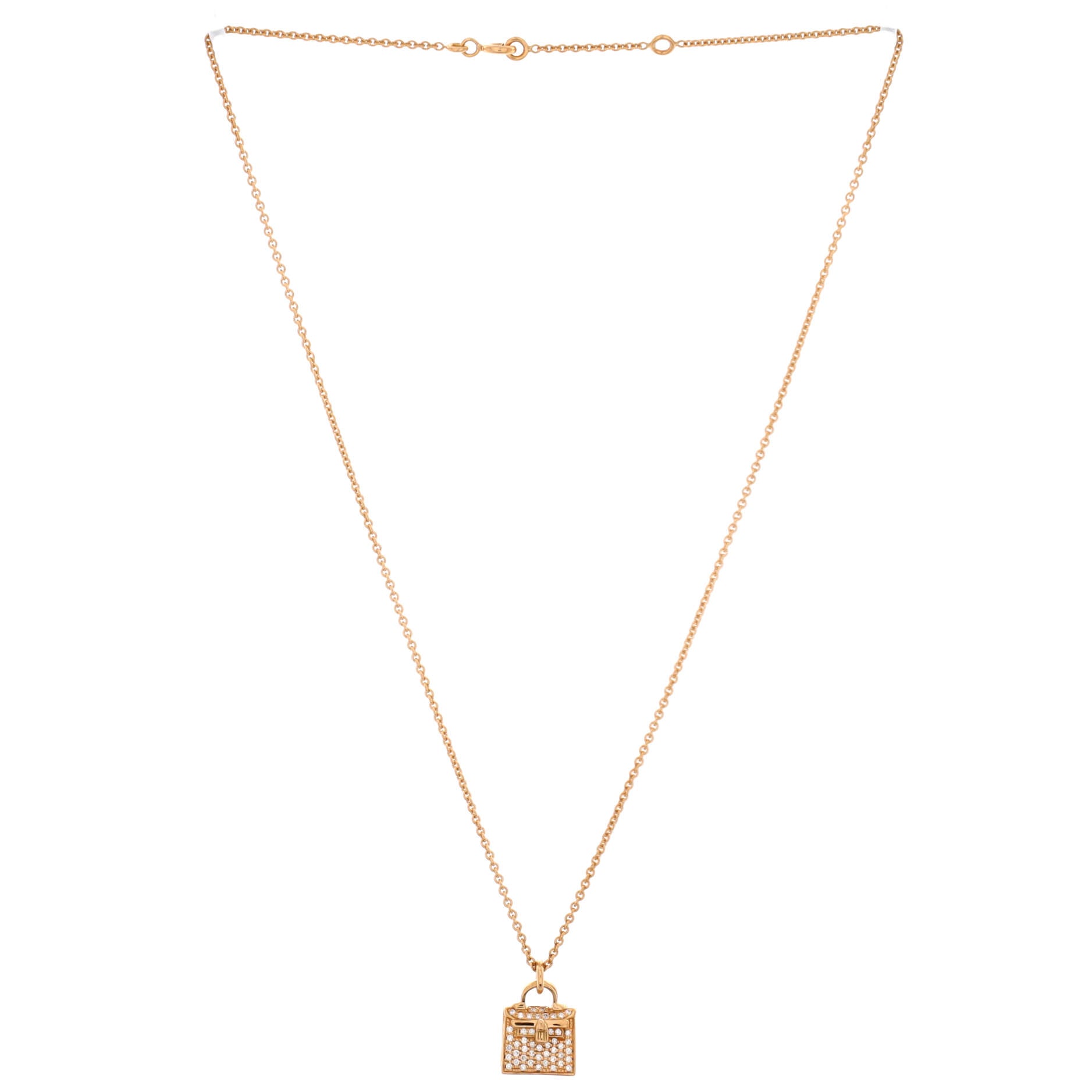 Kelly Amulette Pendant Necklace 18K Rose Gold and Diamonds