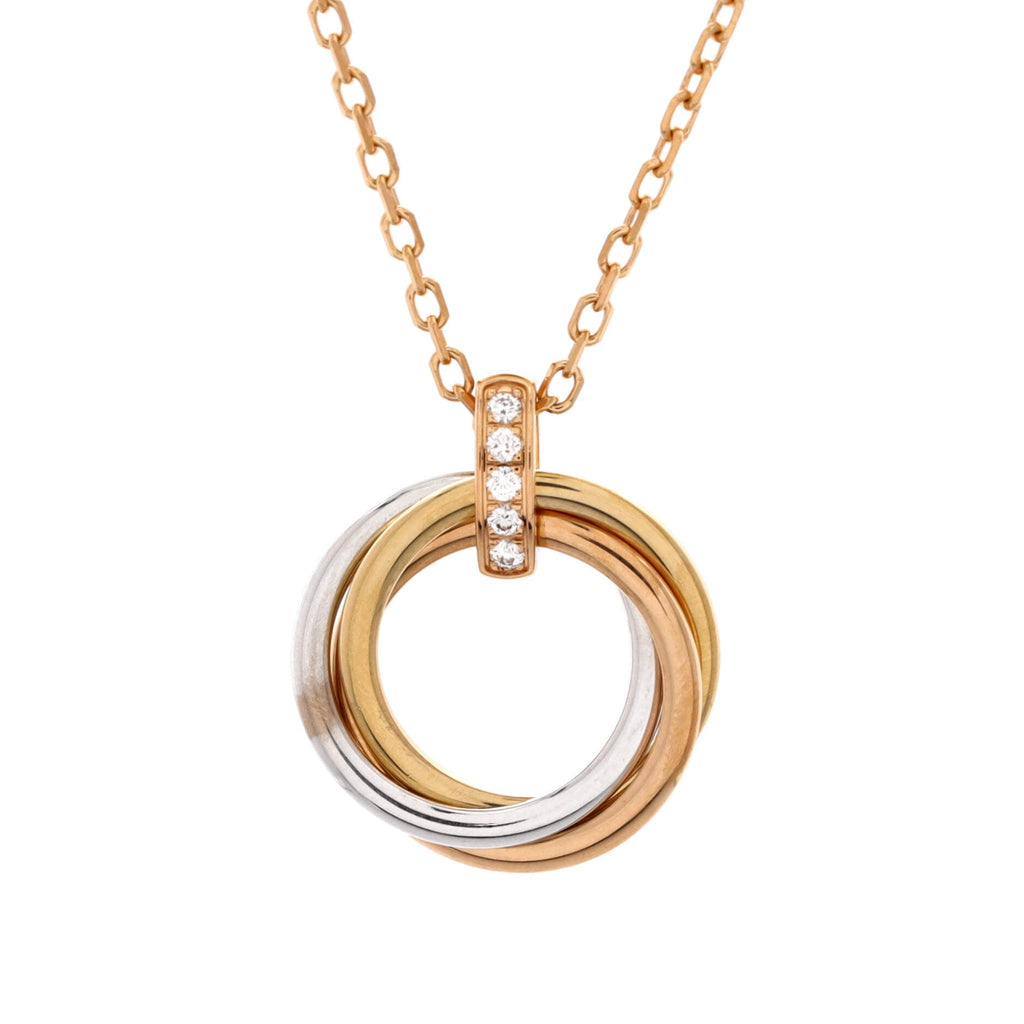 Trinity Pendant Necklace 18K Tricolor Gold and Diamonds