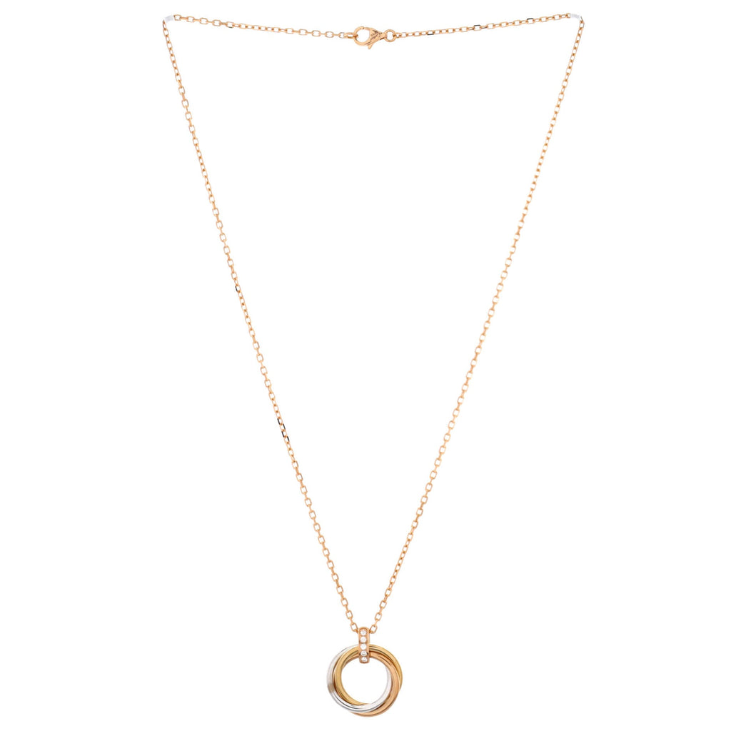 Trinity Pendant Necklace 18K Tricolor Gold and Diamonds