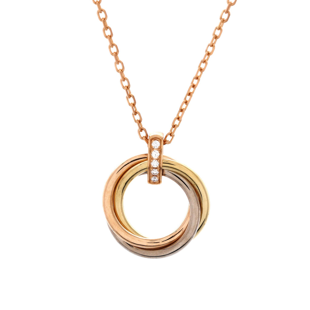 Trinity Pendant Necklace 18K Tricolor Gold and Diamonds