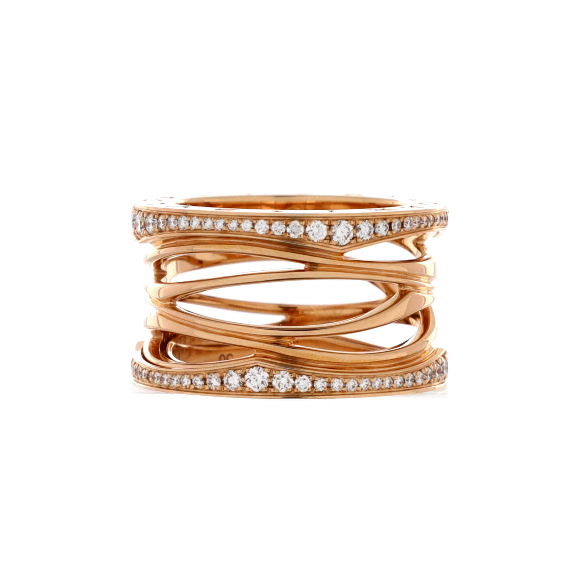 B.Zero1 Design Legend Zaha Hadid Four Band Ring 18K Rose Gold with Diamonds