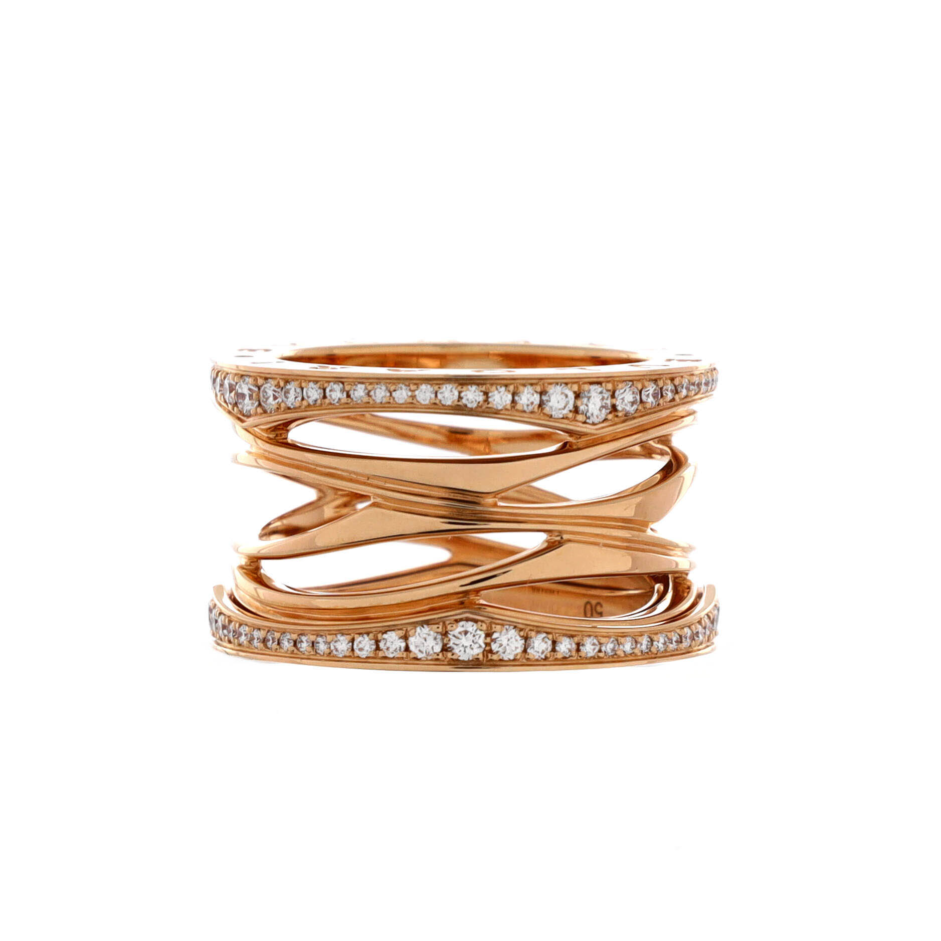 B.Zero1 Design Legend Zaha Hadid Four Band Ring 18K Rose Gold with Diamonds