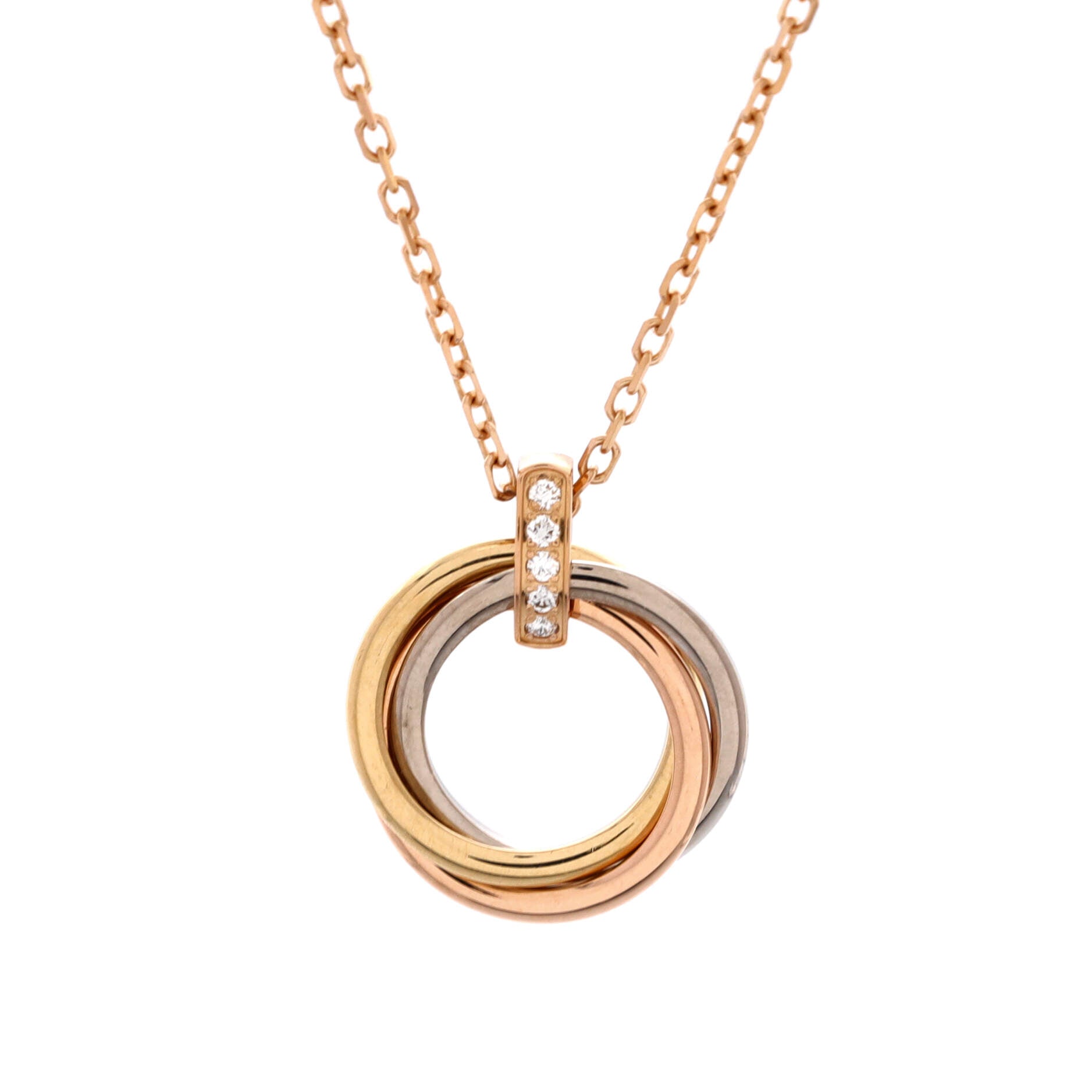 Trinity Pendant Necklace 18K Tricolor Gold and Diamonds