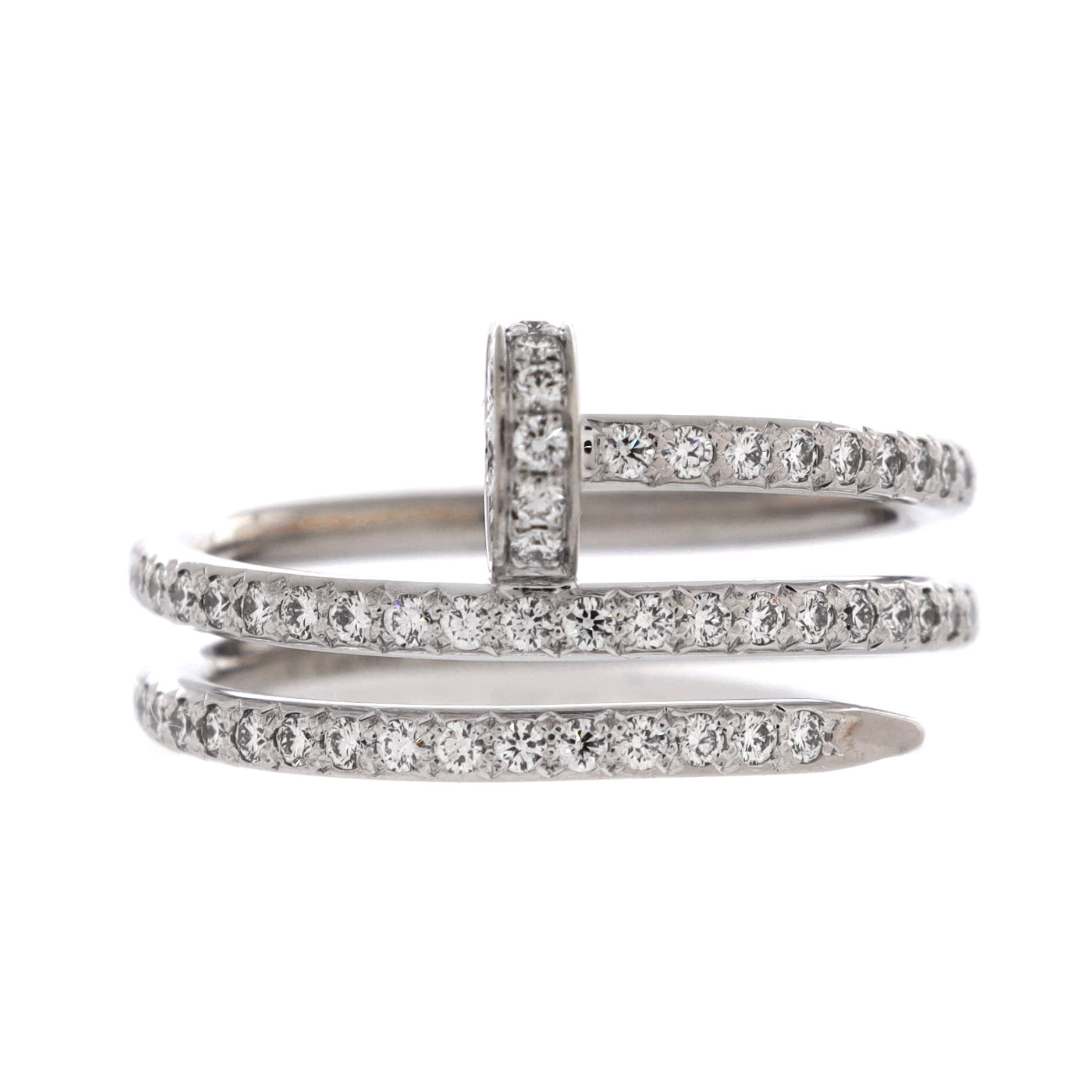 Juste un Clou Paved Double Ring 18K White Gold with Diamonds Small