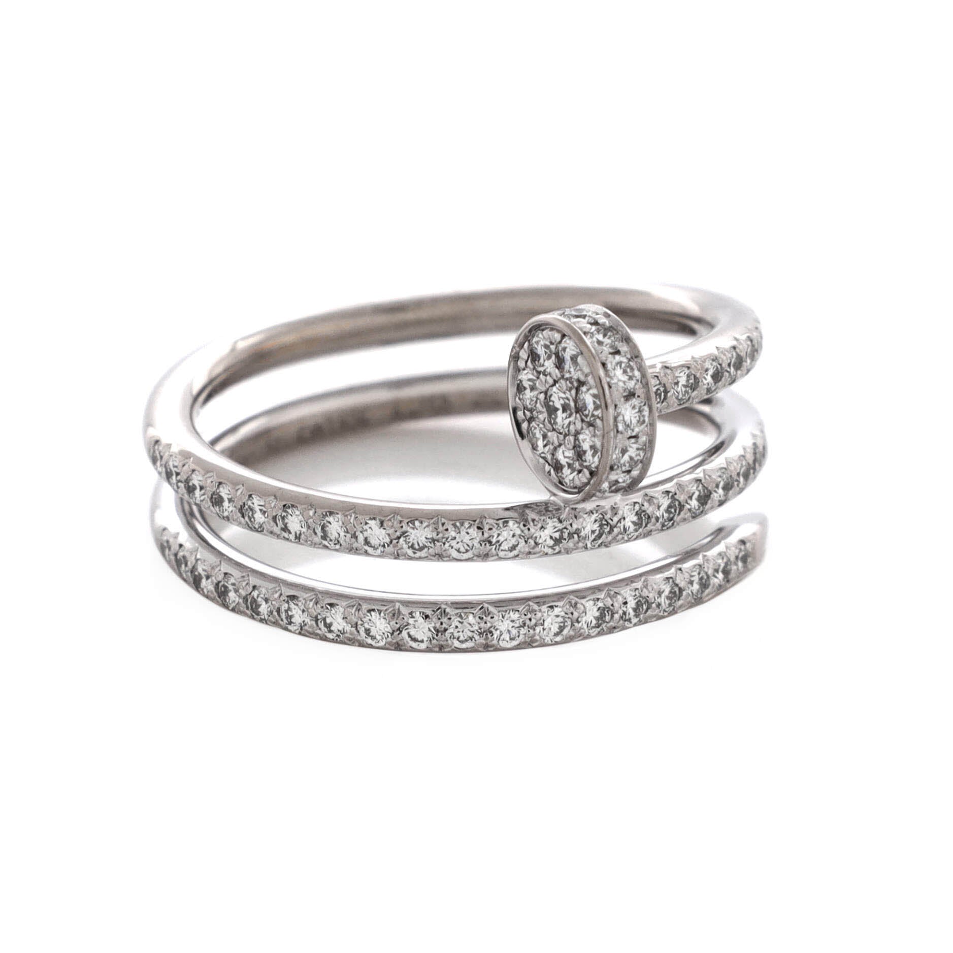 Juste un Clou Paved Double Ring 18K White Gold with Diamonds Small