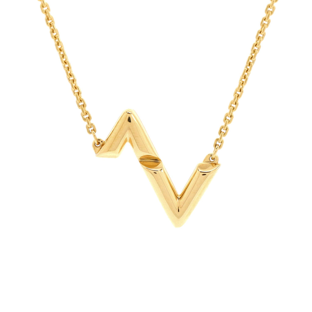 LV Volt Upside Down Pendant Necklace 18K Yellow Gold