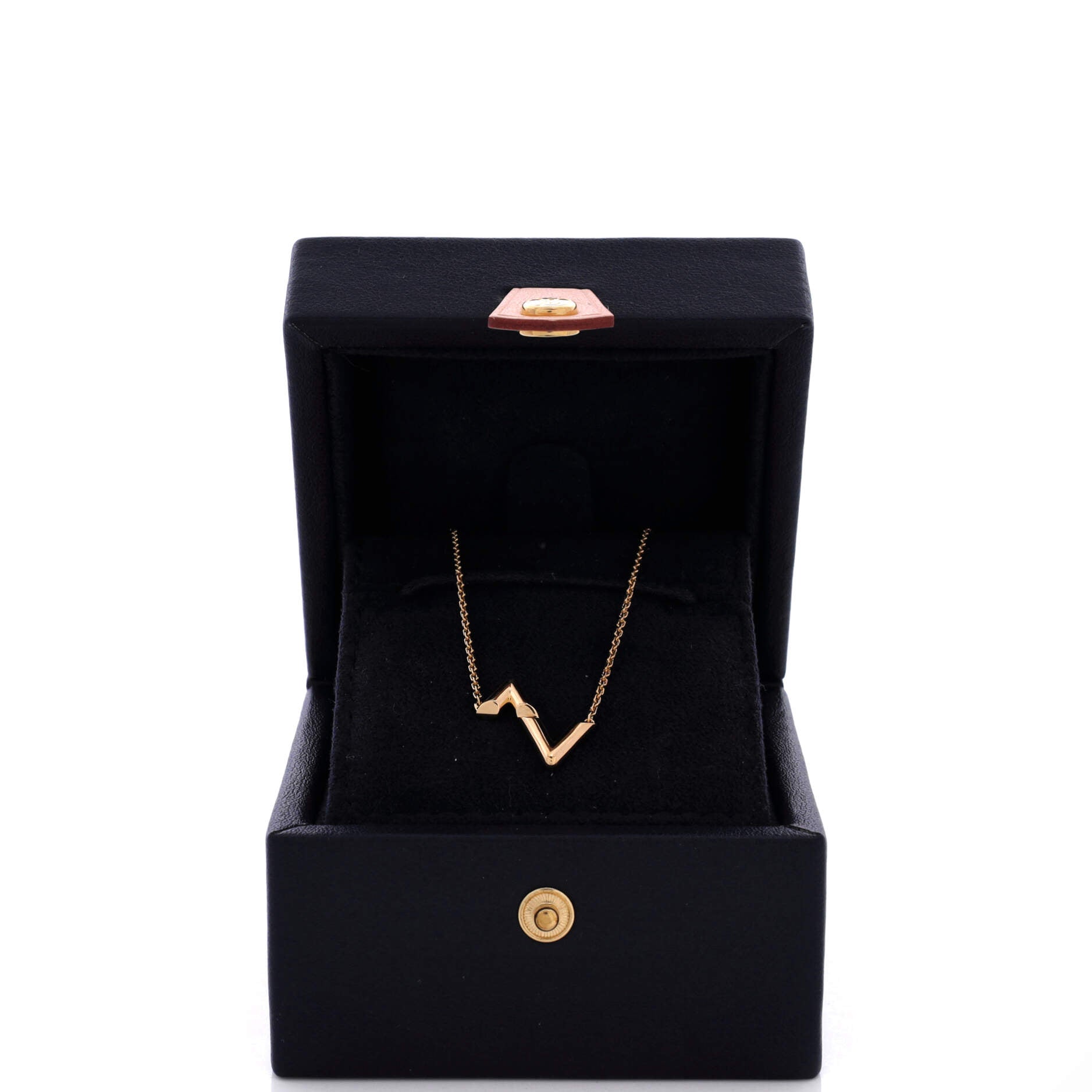 LV Volt Upside Down Pendant Necklace 18K Yellow Gold