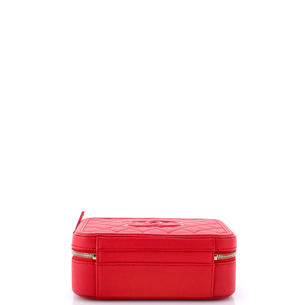 Filigree Vanity Case Quilted Caviar Medium
