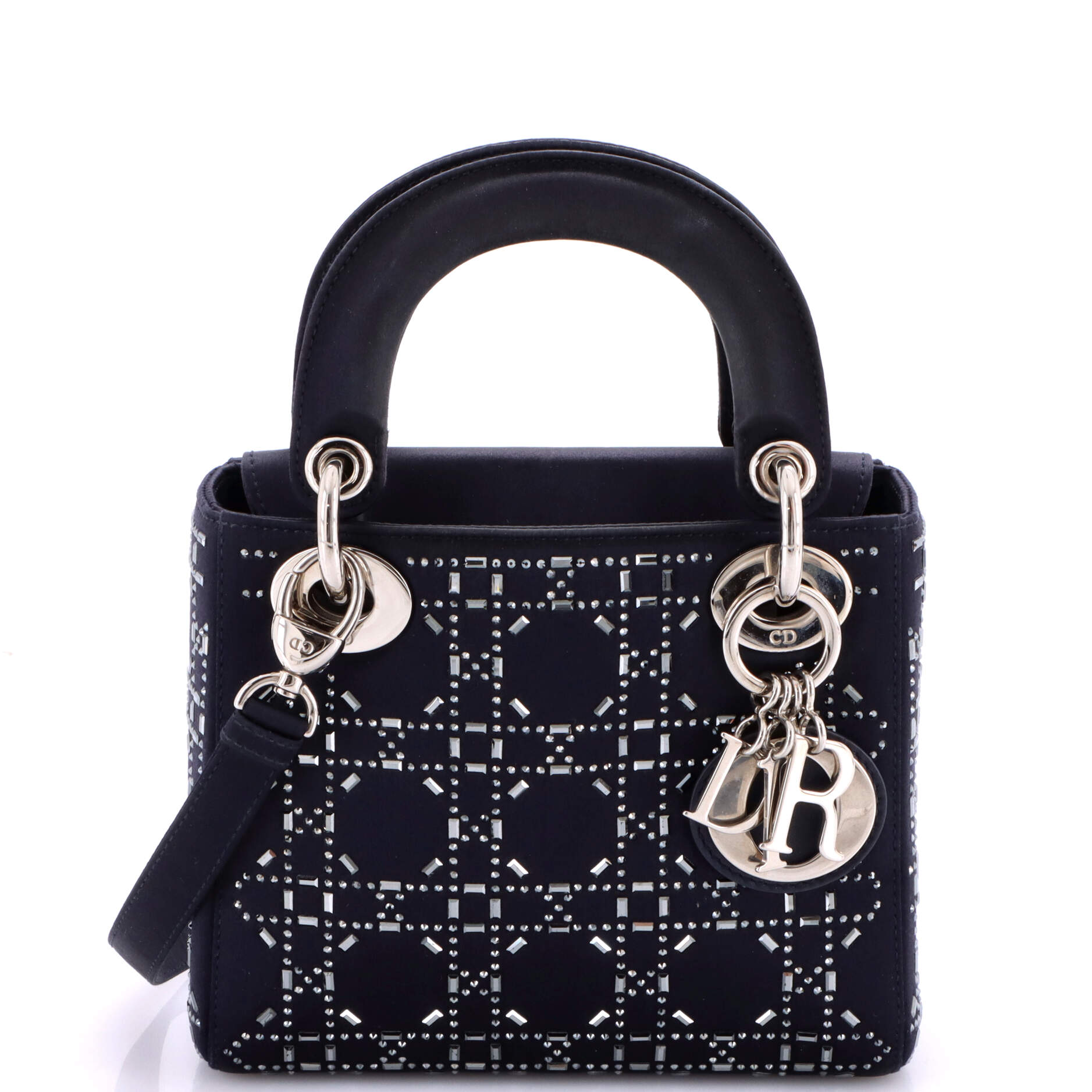 Lady Dior Bag Crystal Embellished Cannage Quilt Satin Mini