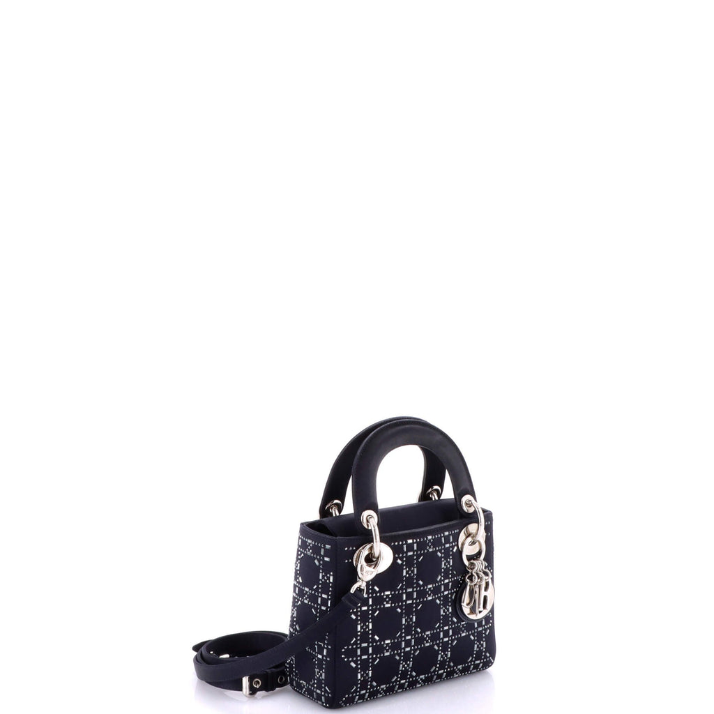 Lady Dior Bag Crystal Embellished Cannage Quilt Satin Mini