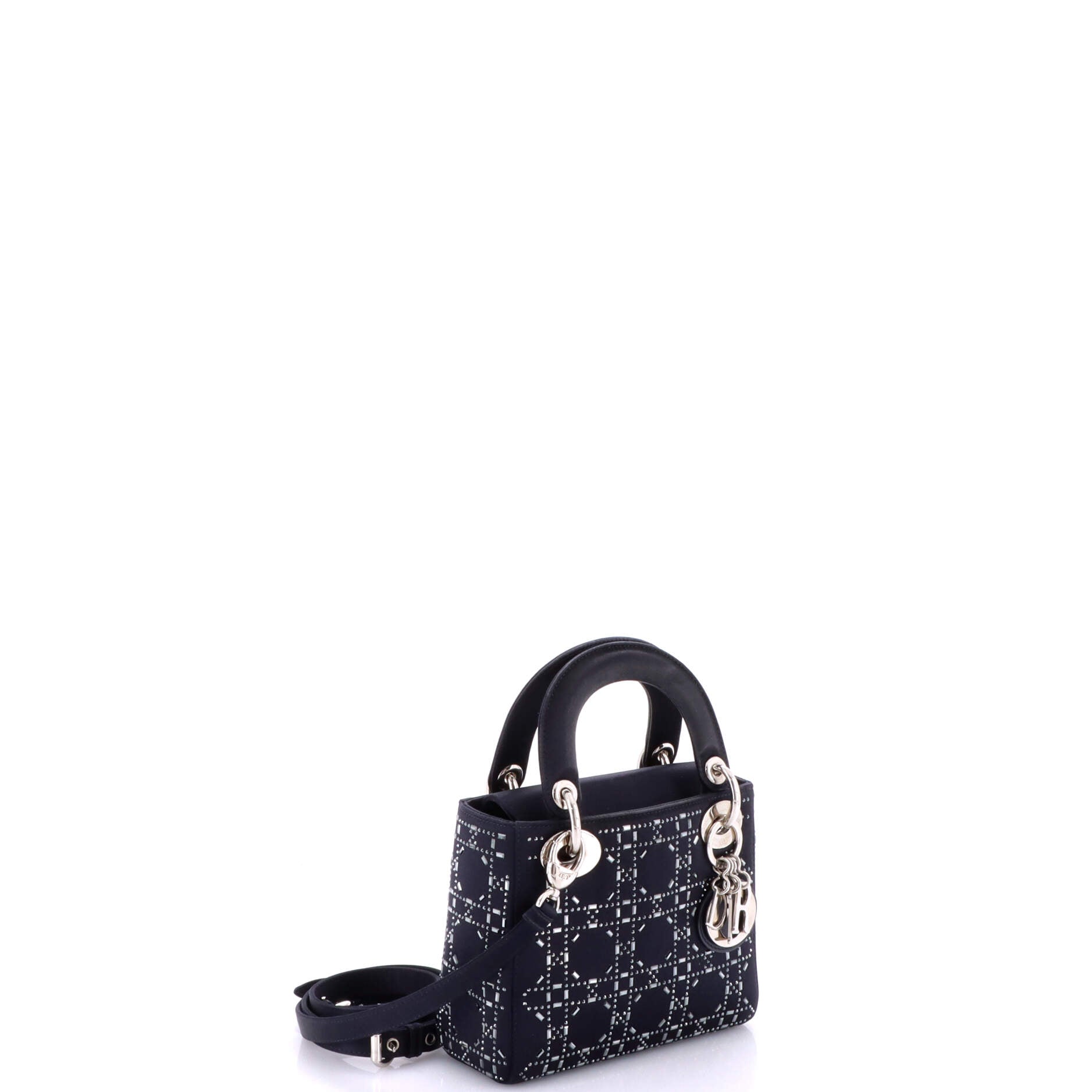 Lady Dior Bag Crystal Embellished Cannage Quilt Satin Mini
