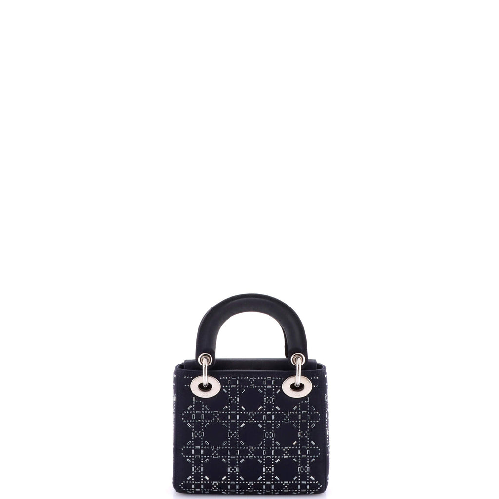Lady Dior Bag Crystal Embellished Cannage Quilt Satin Mini