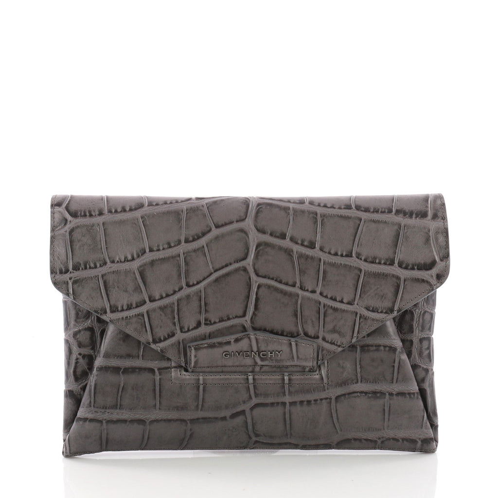 Antigona Envelope Clutch Crocodile Embossed Leather Medium