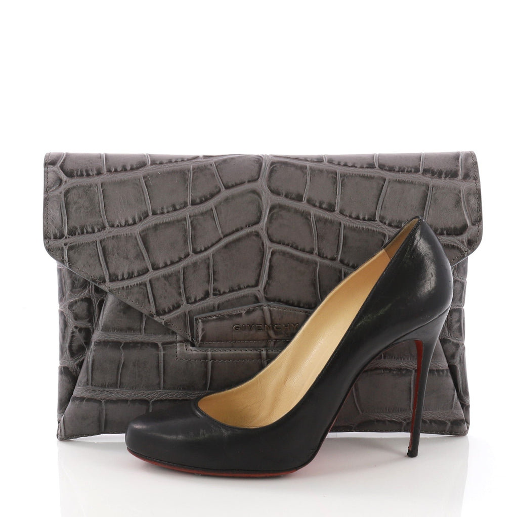 Antigona Envelope Clutch Crocodile Embossed Leather Medium