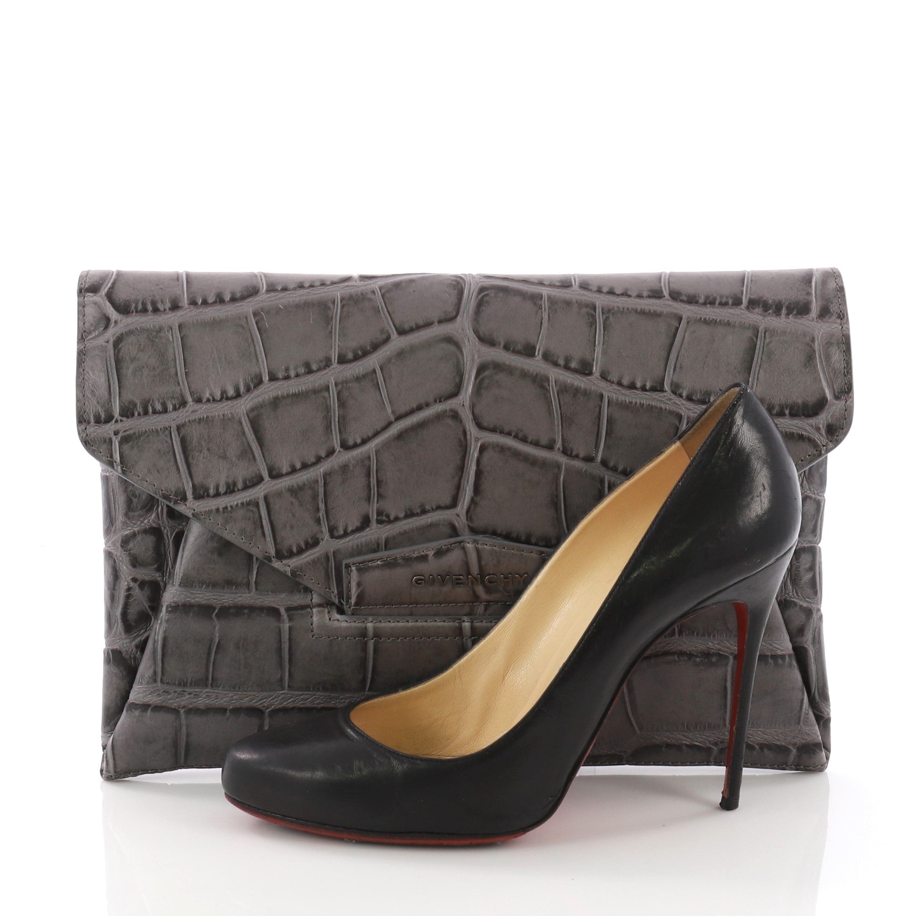 Antigona Envelope Clutch Crocodile Embossed Leather Medium