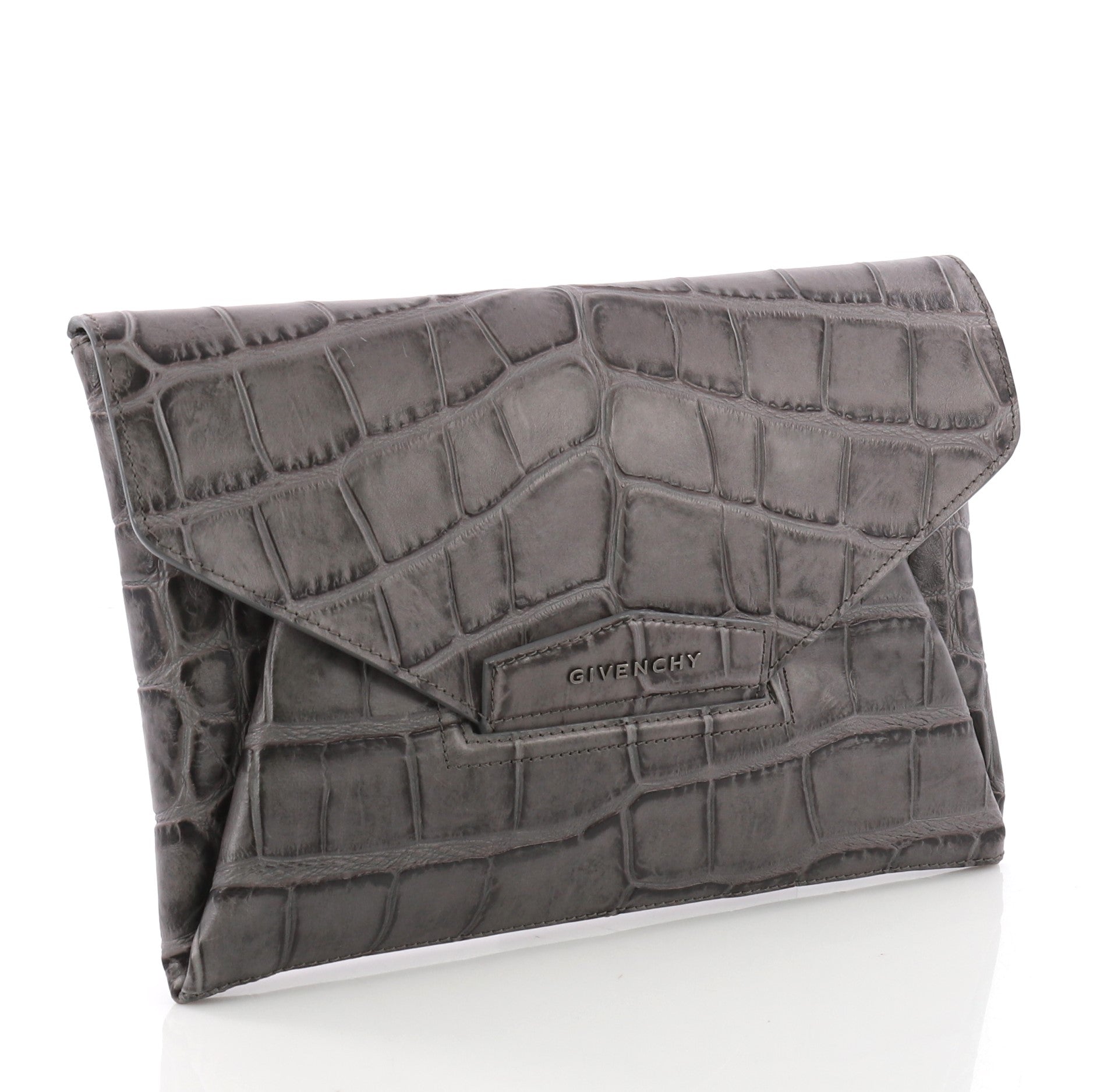 Antigona Envelope Clutch Crocodile Embossed Leather Medium