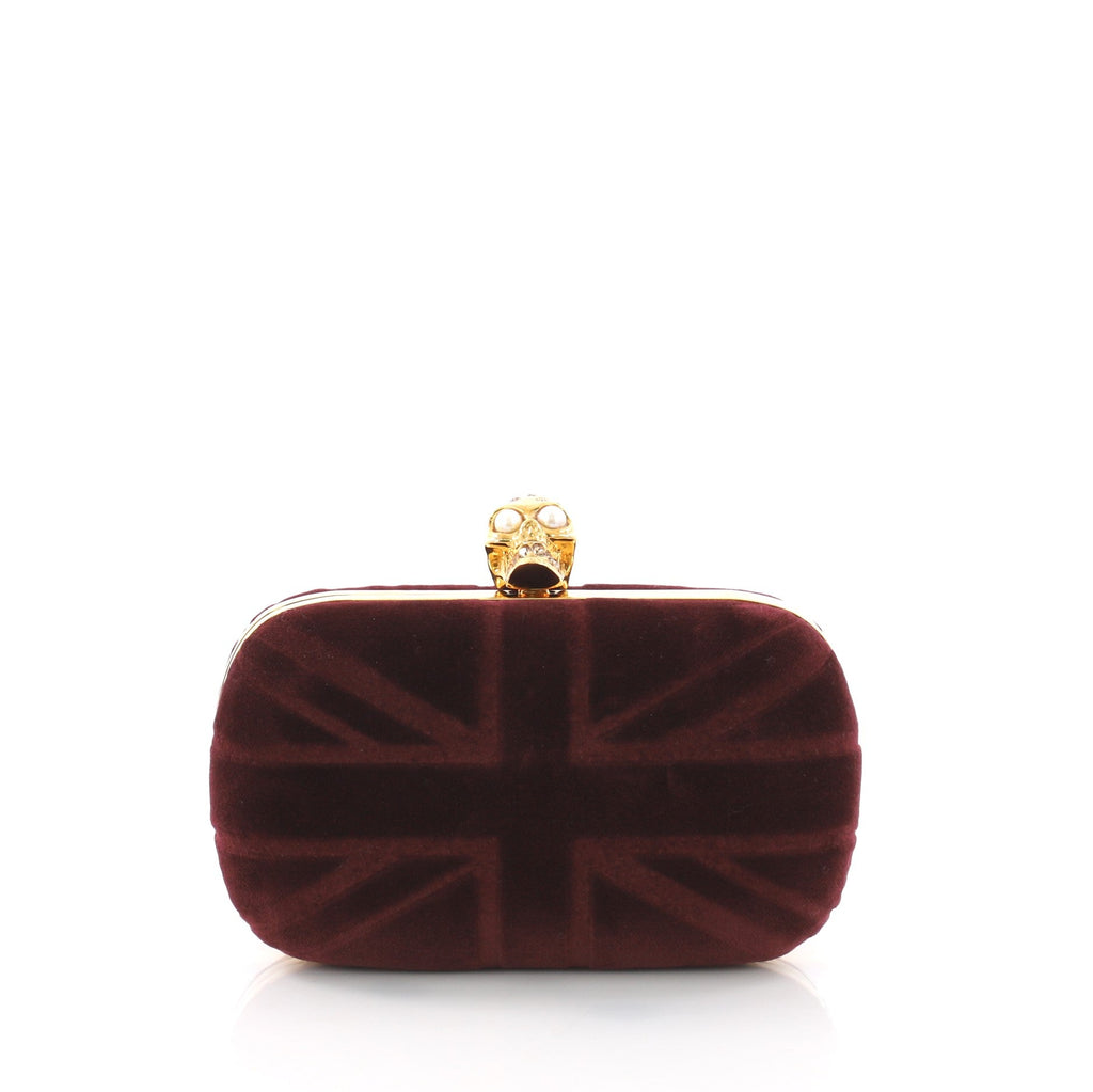 Britannia Skull Box Clutch Velvet Small