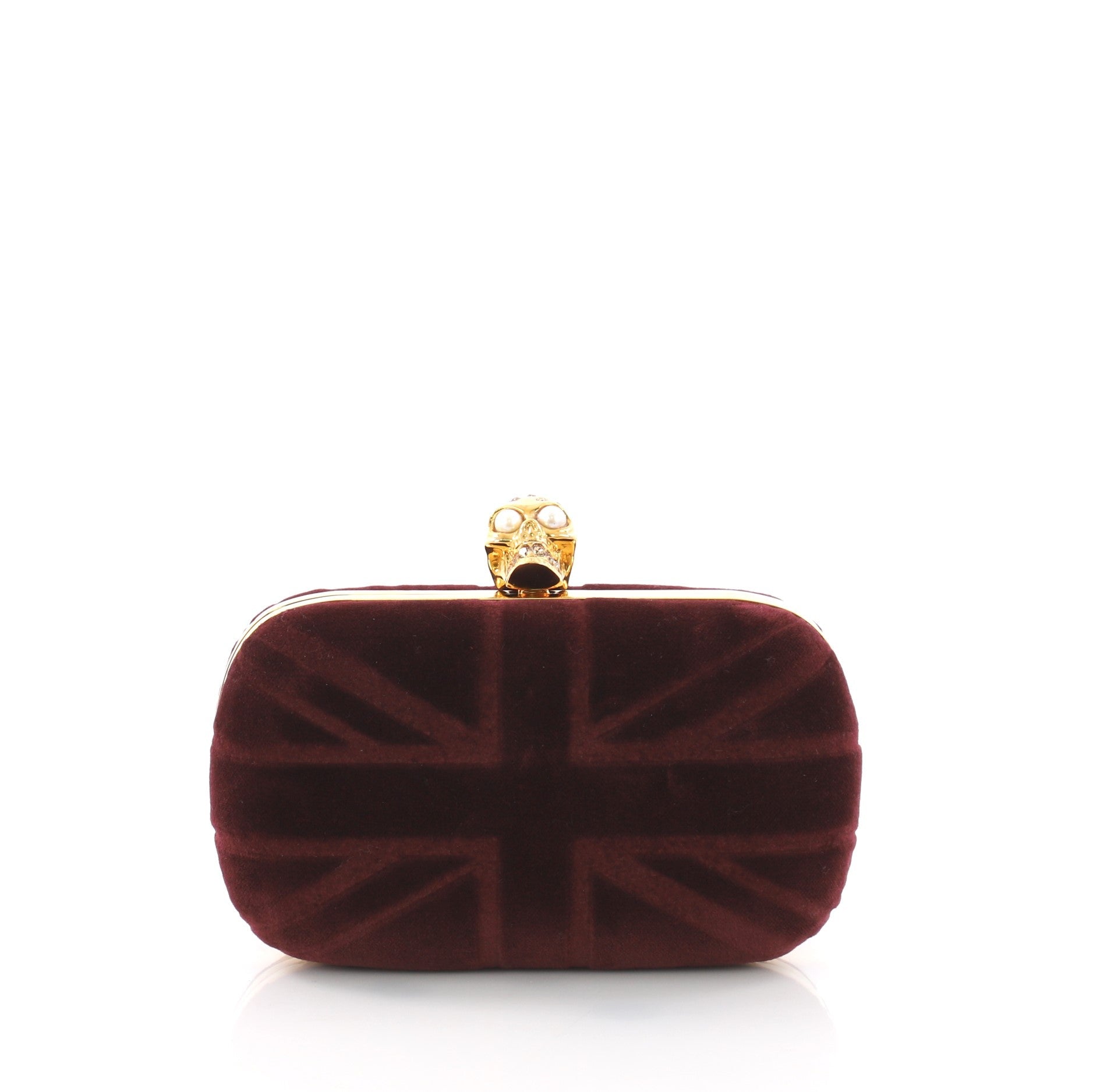Britannia Skull Box Clutch Velvet Small