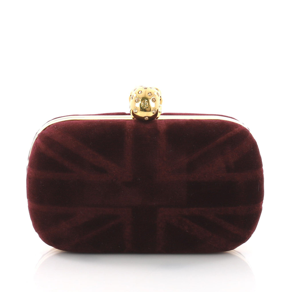 Britannia Skull Box Clutch Velvet Small