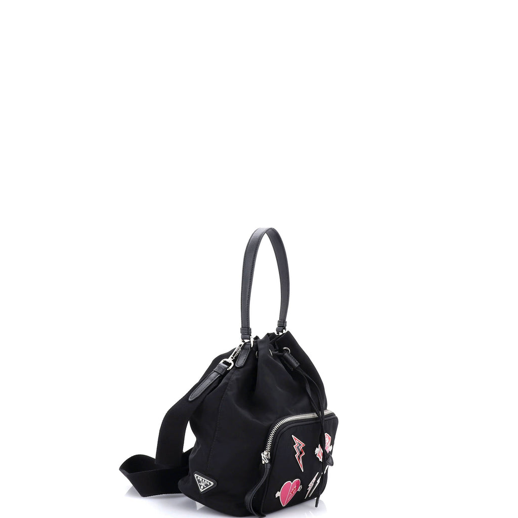 Drawstring Bucket Bag Embellished Tessuto Small