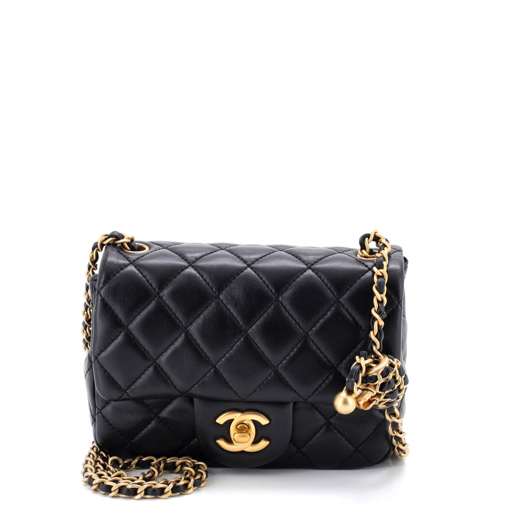 Pearl Crush Square Flap Bag Quilted Lambskin Mini