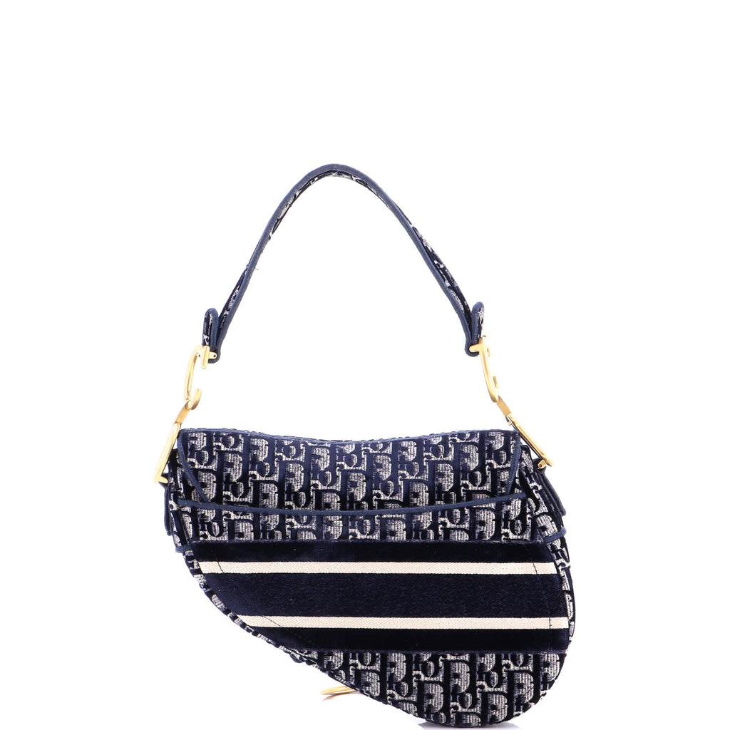 Saddle Handbag Logo Embroidered Oblique Canvas Medium