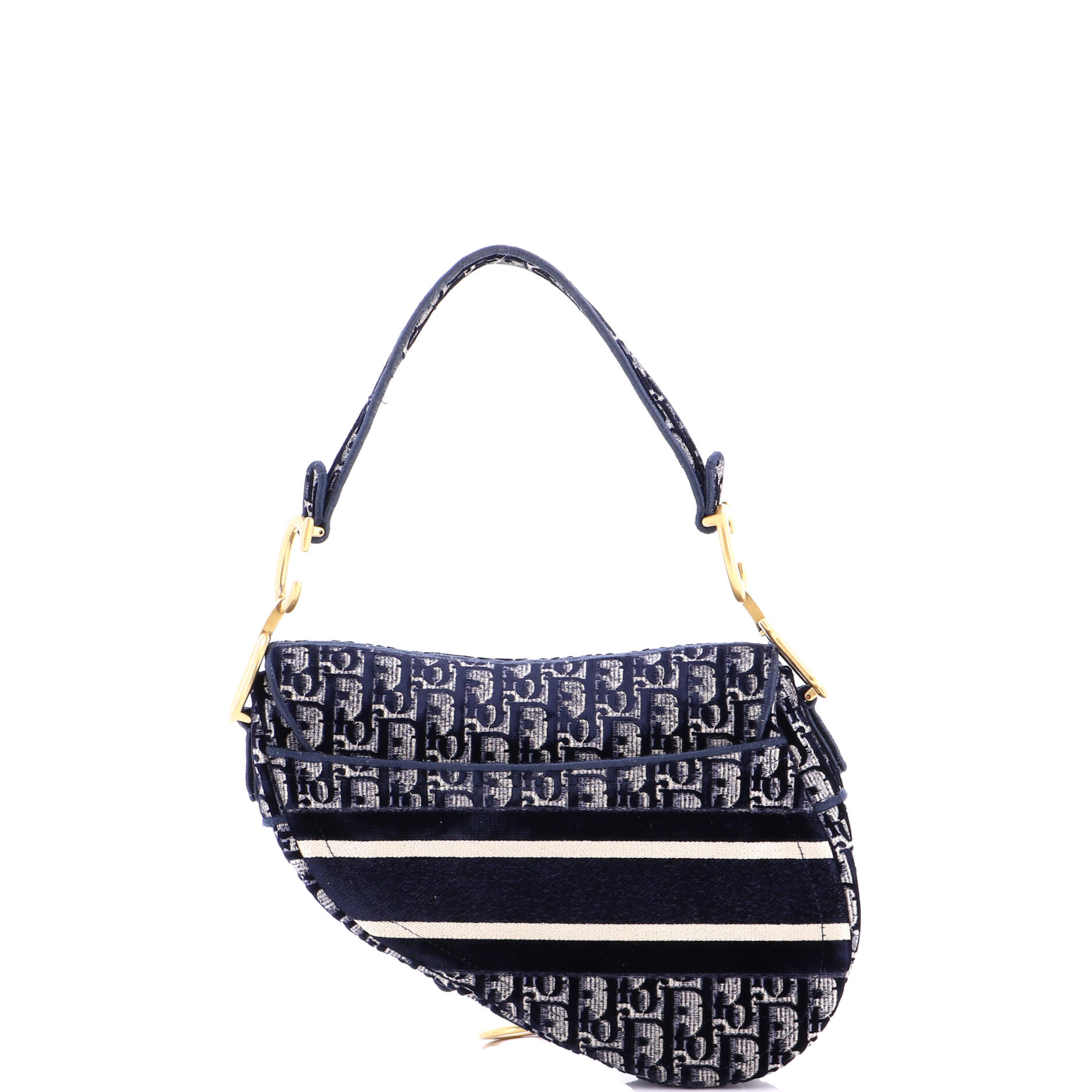 Saddle Handbag Logo Embroidered Oblique Canvas Medium
